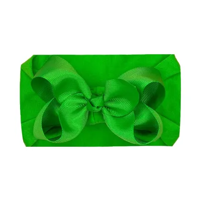 Baby Cute Solid Color Plaid Bow Hair Band Cloth Nylon Ribbed Belt