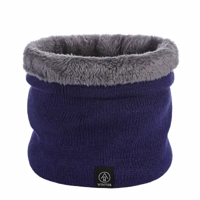 Winter Solid Color Plush Warm Knitted Scarf for Men and Women