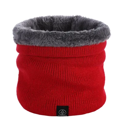 Winter Solid Color Plush Warm Knitted Scarf for Men and Women