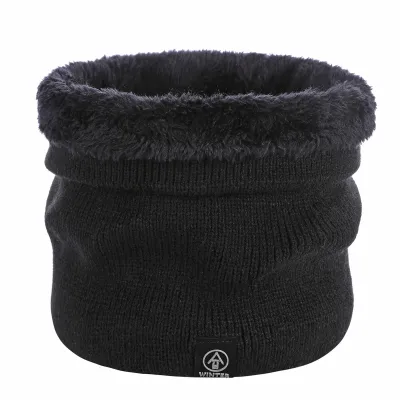Winter Solid Color Plush Warm Knitted Scarf for Men and Women