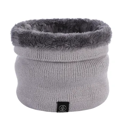 Winter Solid Color Plush Warm Knitted Scarf for Men and Women
