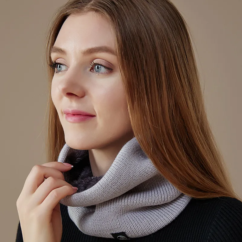 Winter Solid Color Plush Warm Knitted Scarf for Men and Women