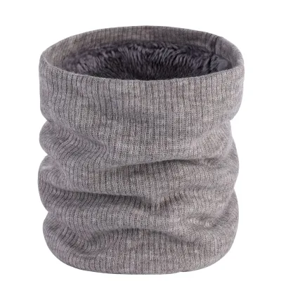 Autumn Winter Solid Color Plush Thick Warm Knitted Long Scarf Unisex