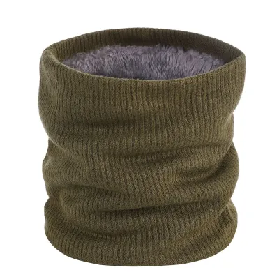 Autumn Winter Solid Color Plush Thick Warm Knitted Long Scarf Unisex