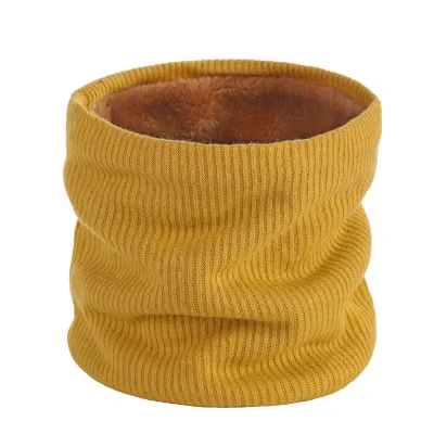 Autumn Winter Solid Color Plush Thick Warm Knitted Long Scarf Unisex