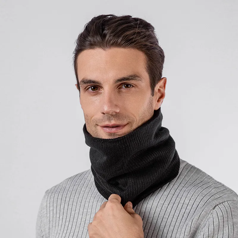 Autumn Winter Solid Color Plush Thick Warm Knitted Long Scarf Unisex