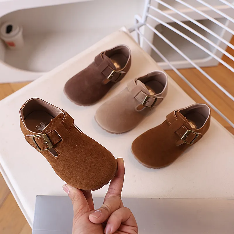 Kids Girls Fashion Casual Chic Solid Color Velcro Flat Shoes Lady