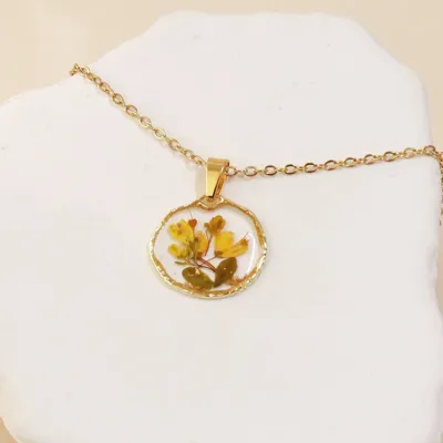 Summer Women Fashion Multicolor Dried Flower Hand Drop Glue Pendant Necklace