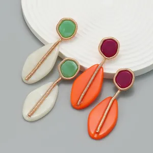 Summer Women Fashion Bohemian Geometric Resin Earrings