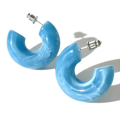 Women Fashion C Shape Acrylic Candy Color Earrings