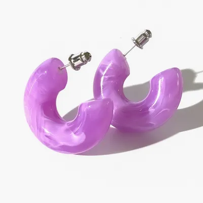 Women Fashion C Shape Acrylic Candy Color Earrings