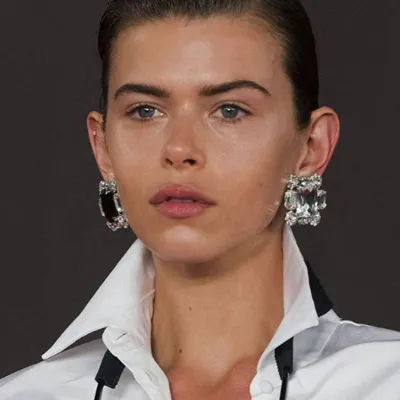 Women Simple Geometric Square Rhinestone Clip On Earrings