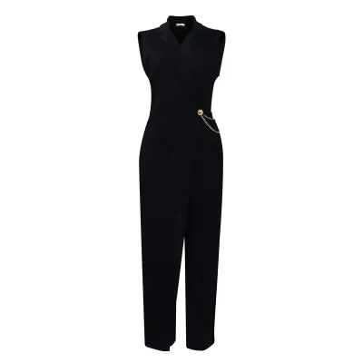 Women Elegant Sleeveless High Waist Solid Color Jumpsuits