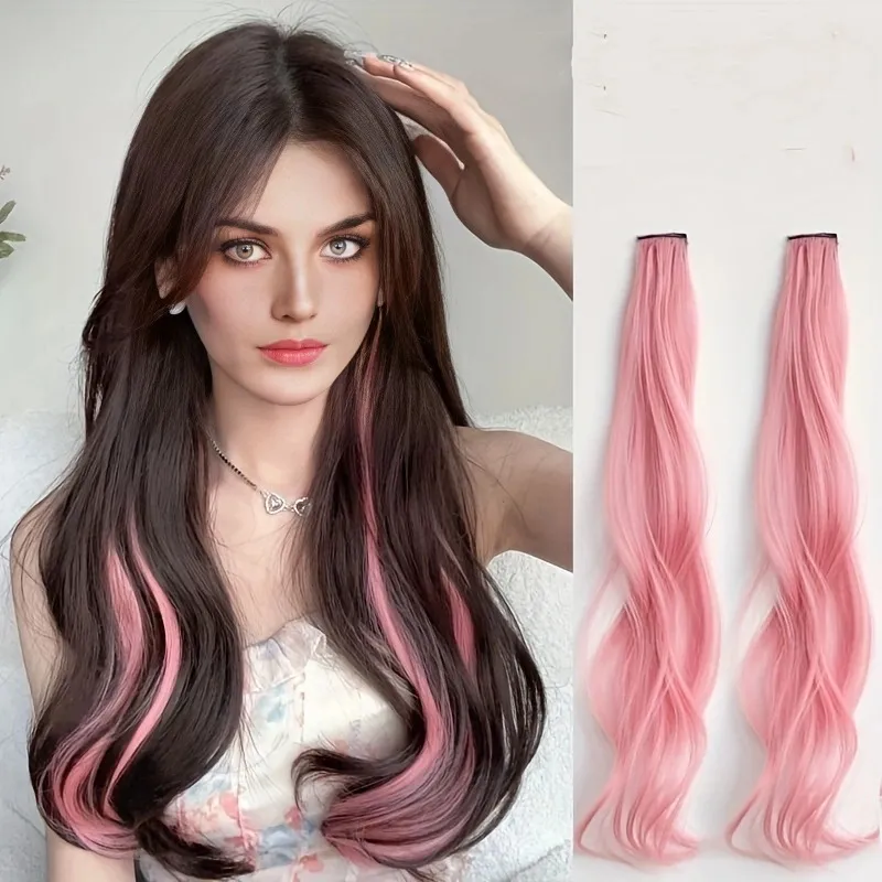 Women Fashion Multicolor Curly Long Hair Extension Wig