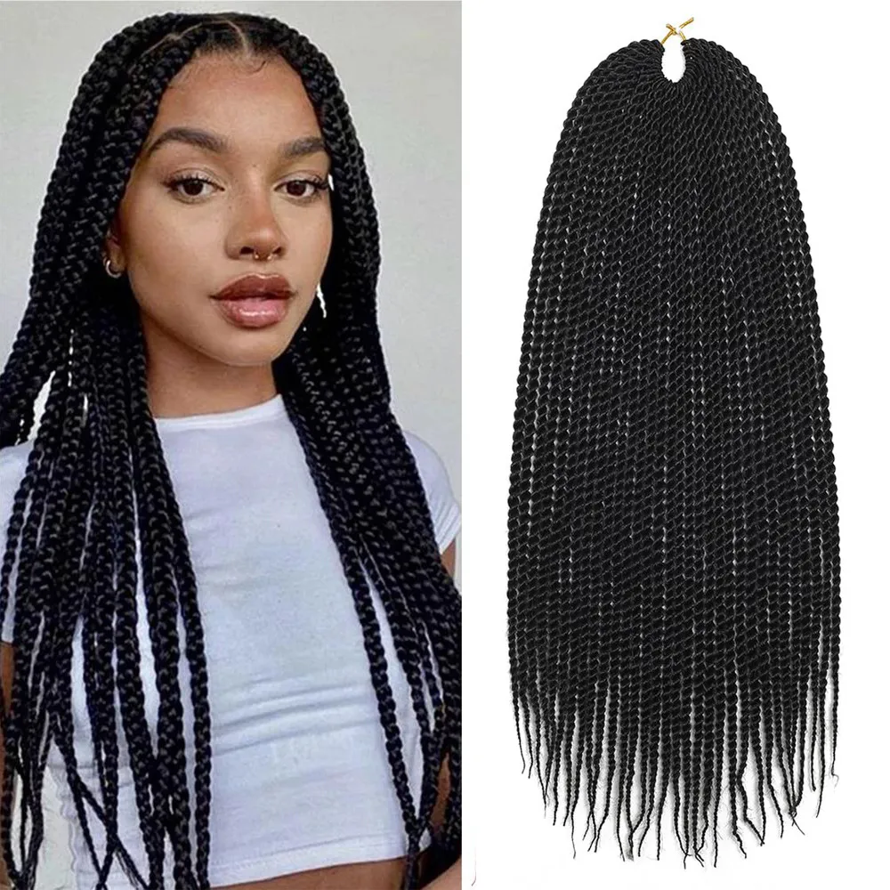 Women Fashion African Black Dirty Braid Three-Strand Straight Wig 24Inch High Temperature Wire