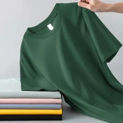 Men Basic Casual Solid Color Plus Size Loose Short Sleeve Crewneck T-Shirt