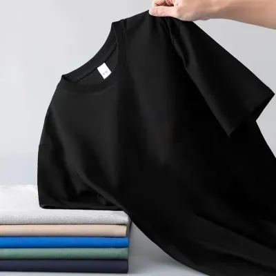 Men Basic Casual Solid Color Plus Size Loose Short Sleeve Crewneck T-Shirt