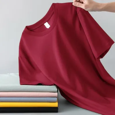 Men Basic Casual Solid Color Plus Size Loose Short Sleeve Crewneck T-Shirt