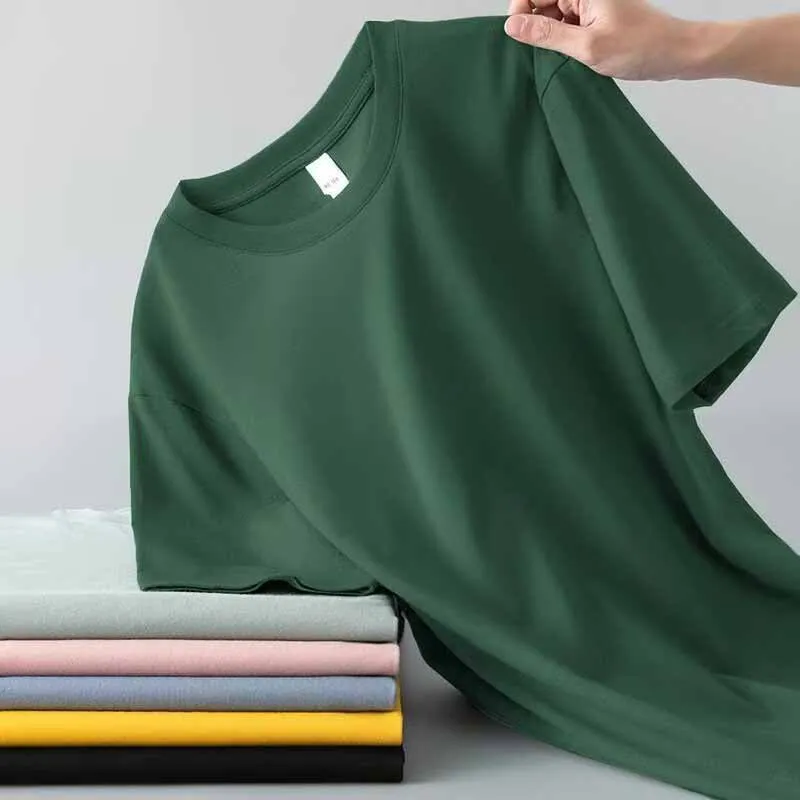Men Basic Casual Solid Color Plus Size Loose Short Sleeve Crewneck T-Shirt