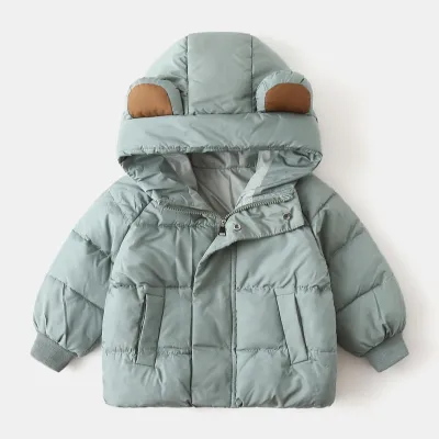 Kids Unisex Winter Casual Cute Solid Color Long Sleeve Hooded Padded Coat