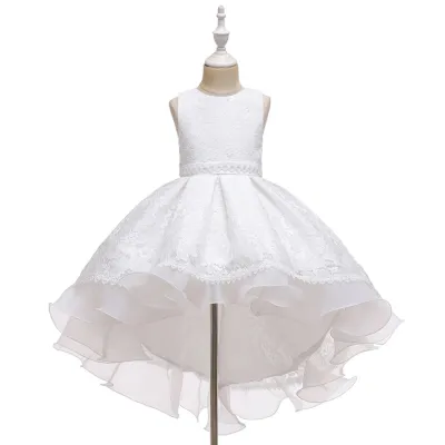 Kids Toddler Girls Flower Lace Sleeveless Satin Party Tutu Dress
