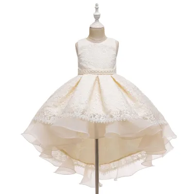 Kids Toddler Girls Flower Lace Sleeveless Satin Party Tutu Dress