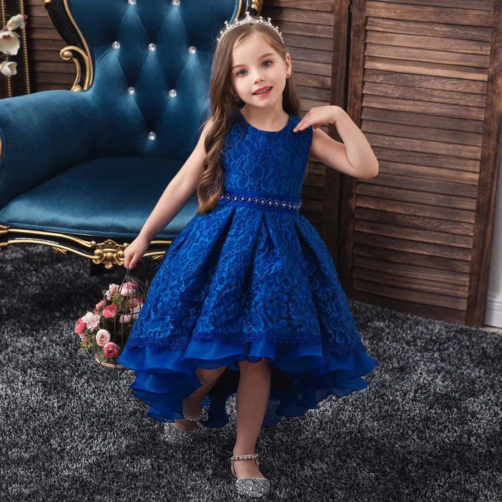 Kids Toddler Girls Flower Lace Sleeveless Satin Party Tutu Dress
