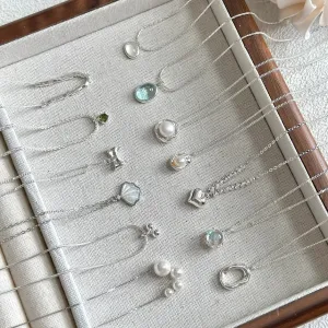 Women's Fashion Simple Moonstone Pearl Pendant Necklace