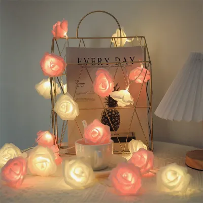 Simulation Foam Flower Rose Light String Romantic Valentine's Day Party Decoration