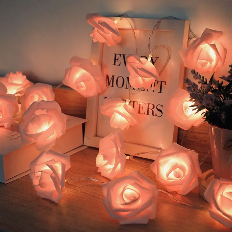 Simulation Foam Flower Rose Light String Romantic Valentine's Day Party Decoration