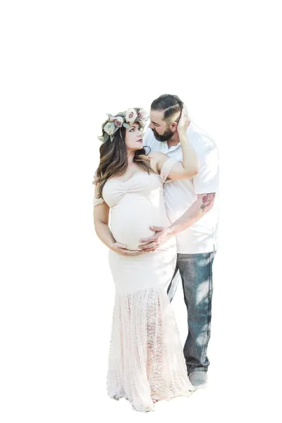 Pregnant Women Fashion Sexy Lace Boat Neck Fishtail Dress
