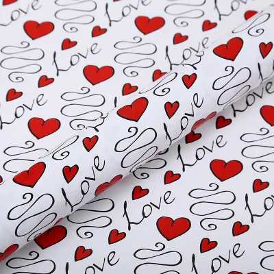 Heart Printing Valentine's Day Wrapping Paper Festive Holiday Gift Wrap Coated Paper 50*70cm