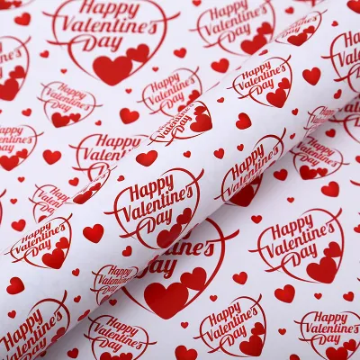 Heart Printing Valentine's Day Wrapping Paper Festive Holiday Gift Wrap Coated Paper 50*70cm