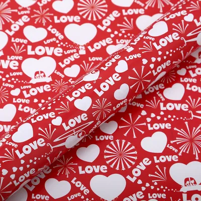 Heart Printing Valentine's Day Wrapping Paper Festive Holiday Gift Wrap Coated Paper 50*70cm