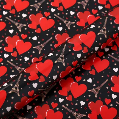 Heart Printing Valentine's Day Wrapping Paper Festive Holiday Gift Wrap Coated Paper 50*70cm