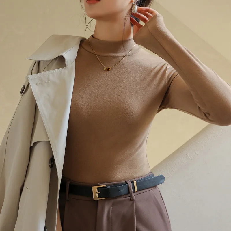 Wholesale Autumn Winter Women Solid Color SlimFit HalfTurtleneck