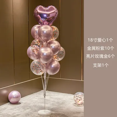 Table Floating Balloon Decoration Scene Layout Birthday Valentine'S Day Heart Balloons Set