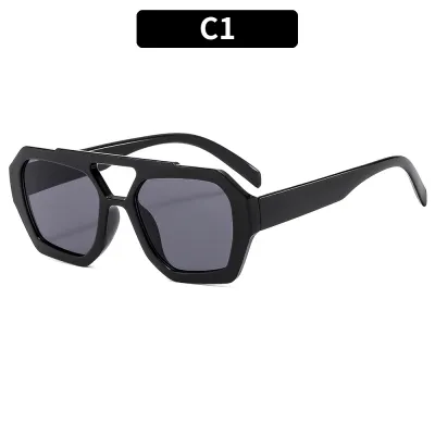 Women Fashion Leopard Double Beam Square Sunglasses