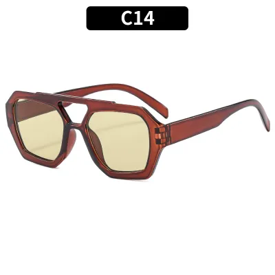 Women Fashion Leopard Double Beam Square Sunglasses