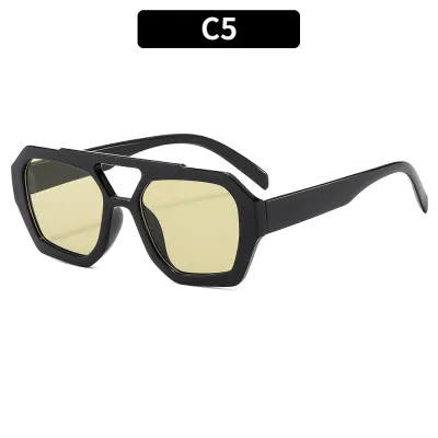 Women Fashion Leopard Double Beam Square Sunglasses