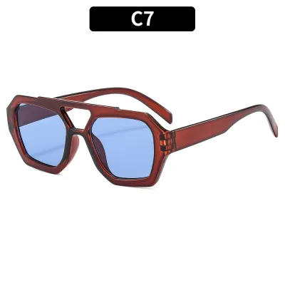 Women Fashion Leopard Double Beam Square Sunglasses