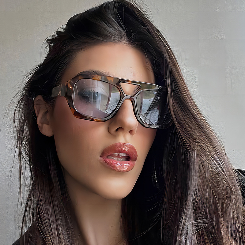 Wholesale Women Fashion Leopard Double Beam Sunglasses