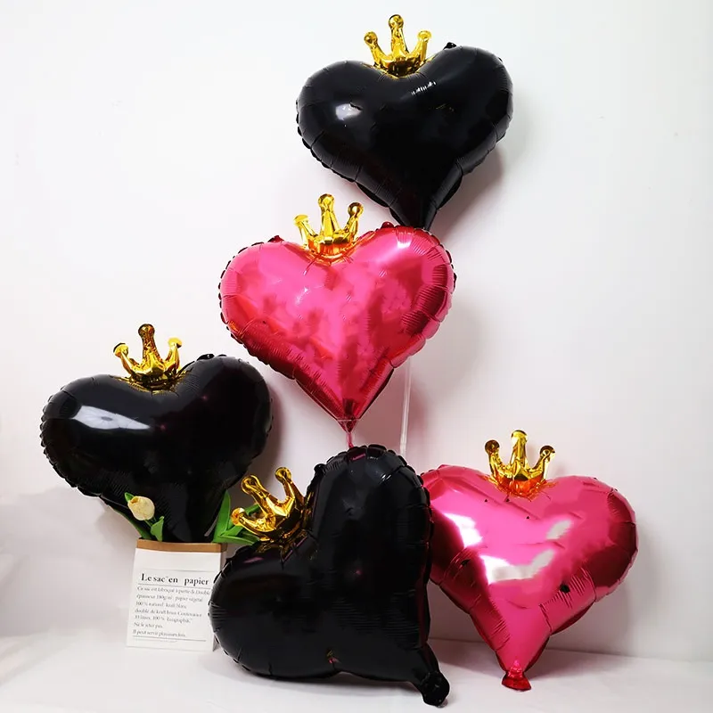 19 Inch Crown Love Heart Aluminum Film Balloon Birthday Party Decoration Valentine'S Day Proposal Arrangement