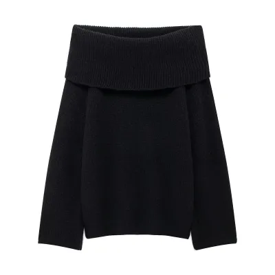 Autumn Winter Women Fashion Sexy Off Shoulder Long Sleeve Slim-Fit Pullover Sweater