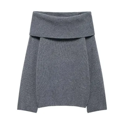 Autumn Winter Women Fashion Sexy Off Shoulder Long Sleeve Slim-Fit Pullover Sweater