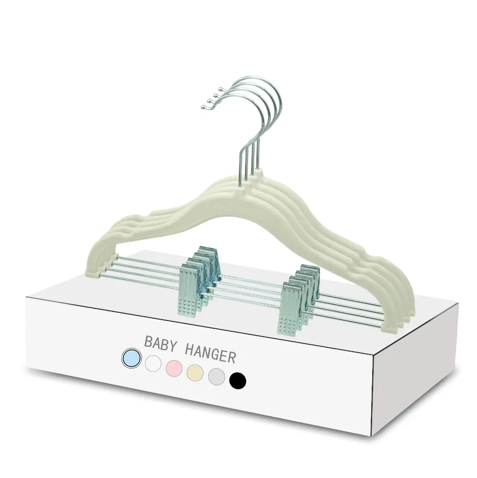 Fashion Multi-Functional Home Storage Children Non-Slip Flocking Hanger Pants Rack 10Pcs-Set
