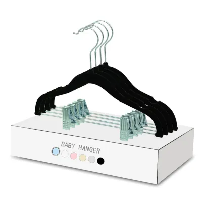 Fashion Multi-Functional Home Storage Children Non-Slip Flocking Hanger Pants Rack 10Pcs-Set