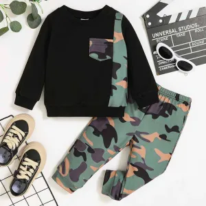 Baby Boys Camouflage Long Sleeve Sweatshirt and Pants Casual Set