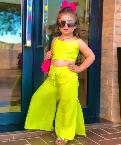 Kids Toddler Girls Fashion Casual Solid Color Camisole Trousers Sets 2 Piece