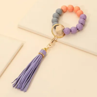 Fashion Creative Tassel Wooden Beads Keychain
